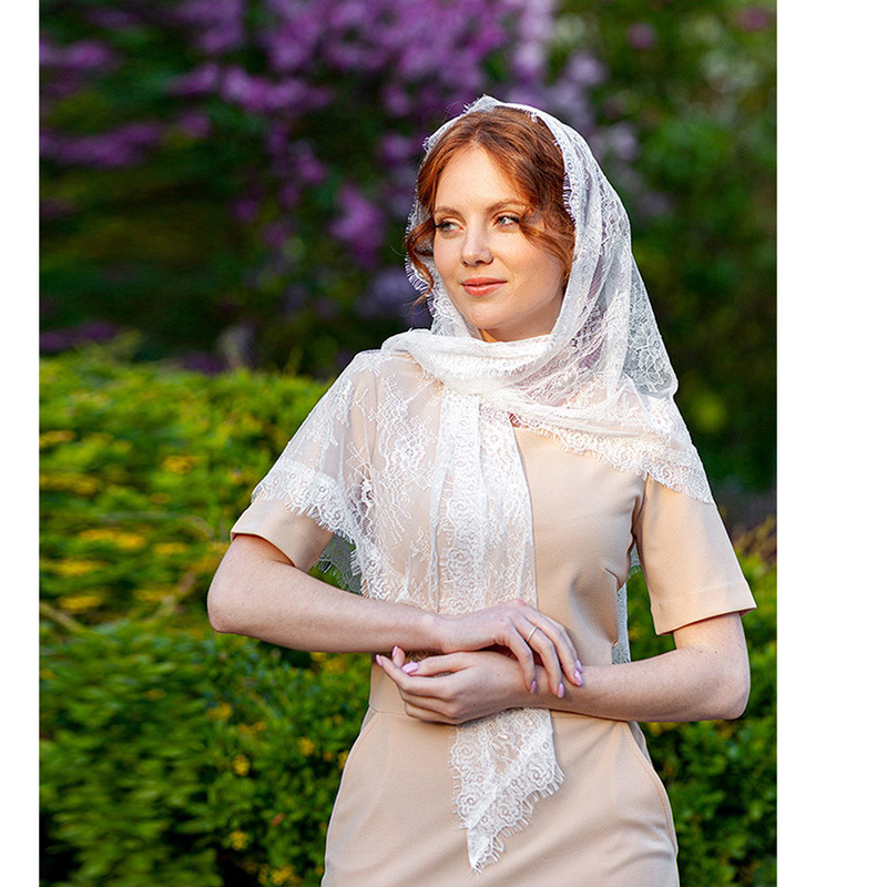 Elegant Womens Mantilla Head Covering Ladies Catholic Prayer Chapel Scarf
